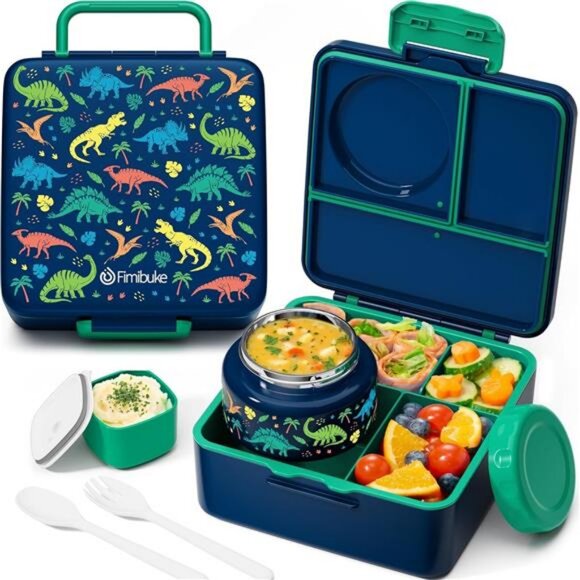 Bento Lunch Box with Leak Proof 8oz Soup Thermos, 60oz Lunch Container - Picture 1 of 8